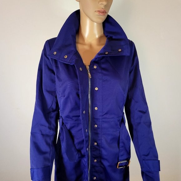 💥Loriana by Osley Belted Jacket Trench Coat Ladies, Blue, Size L - Picture 4 of 6